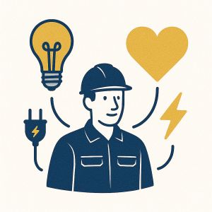 dessin exprimant la passion d'un électricien